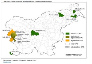 Karta slovenskih občin s pripravljeno CPS